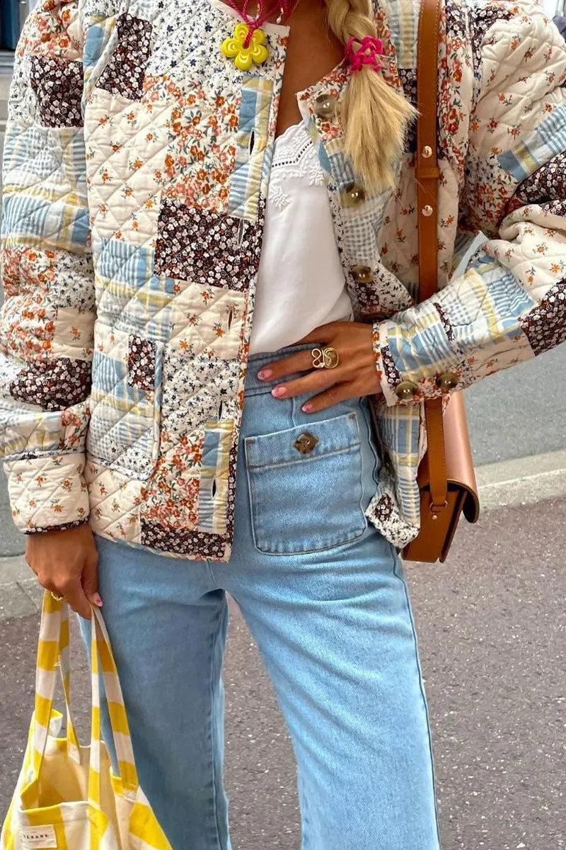 HCR1121 Vintage Patchwork Quilted Jacket Outerwear