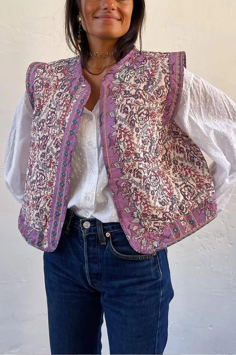 HCS1293 Floral Quilted Vest Outerwear