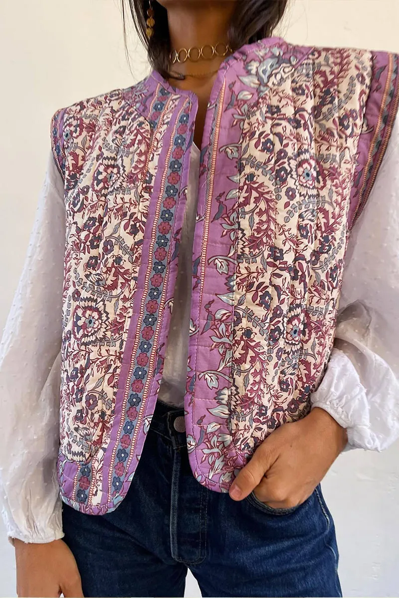 HCS1293 Floral Quilted Vest Outerwear