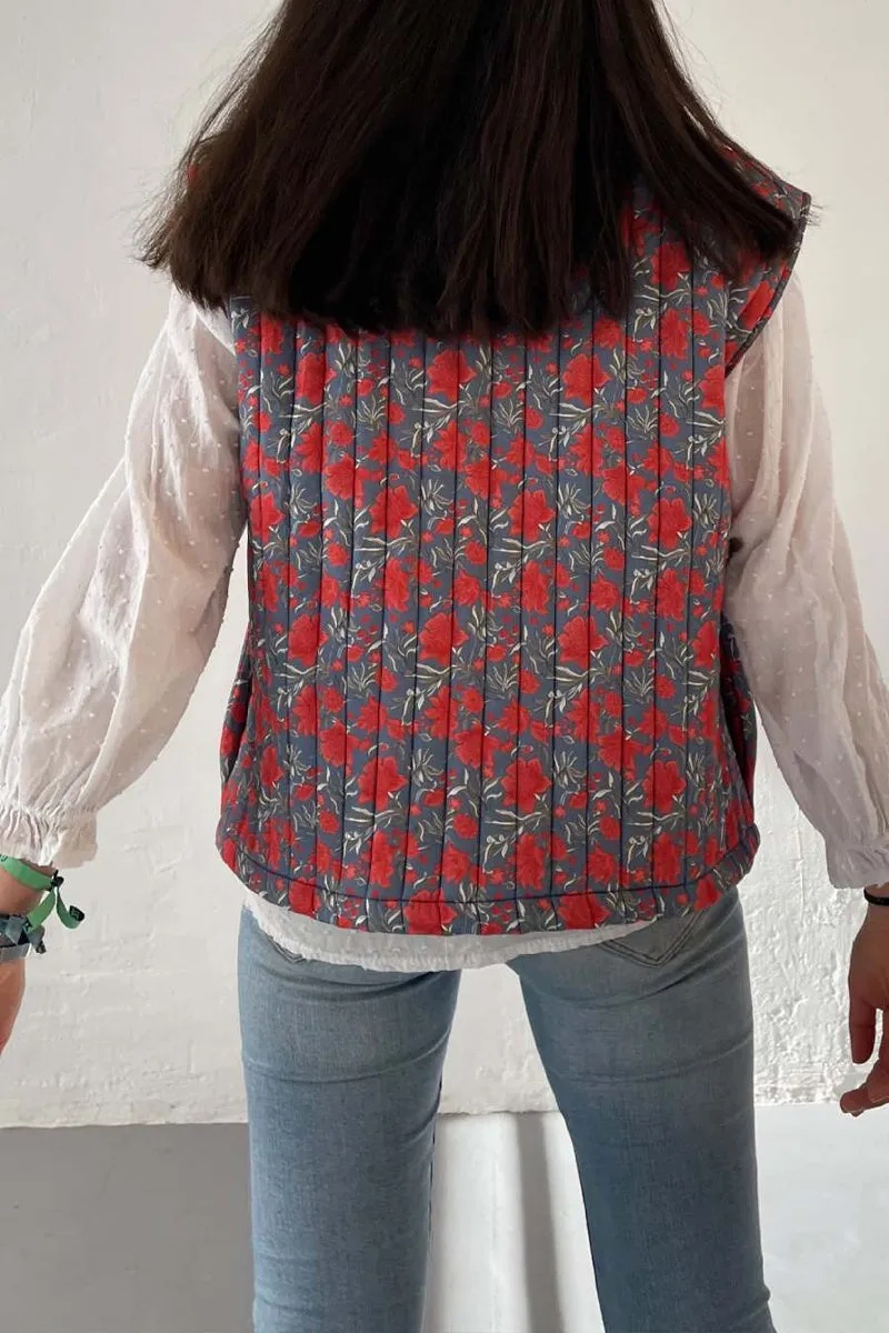 HCS1293 Floral Quilted Vest Outerwear