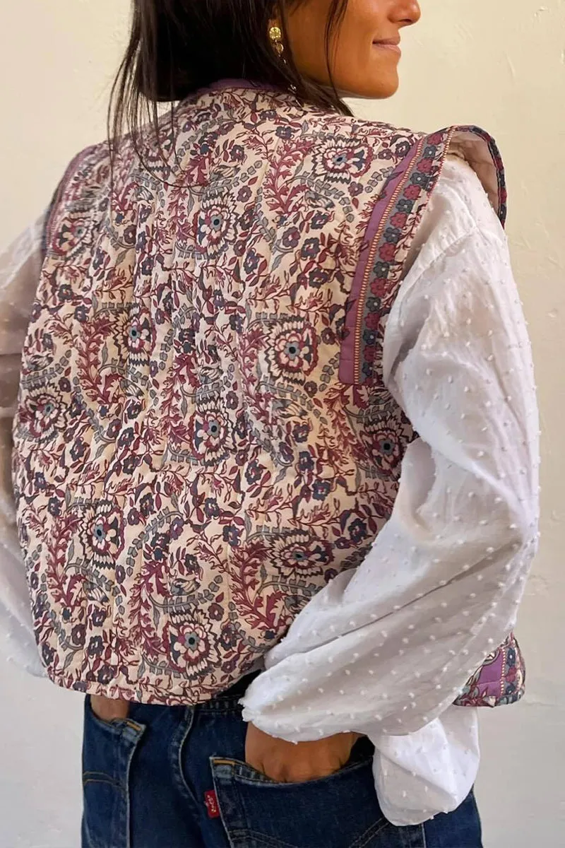 HCS1293 Floral Quilted Vest Outerwear