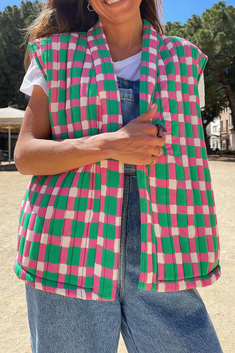 HCS1293 Floral Quilted Vest Outerwear