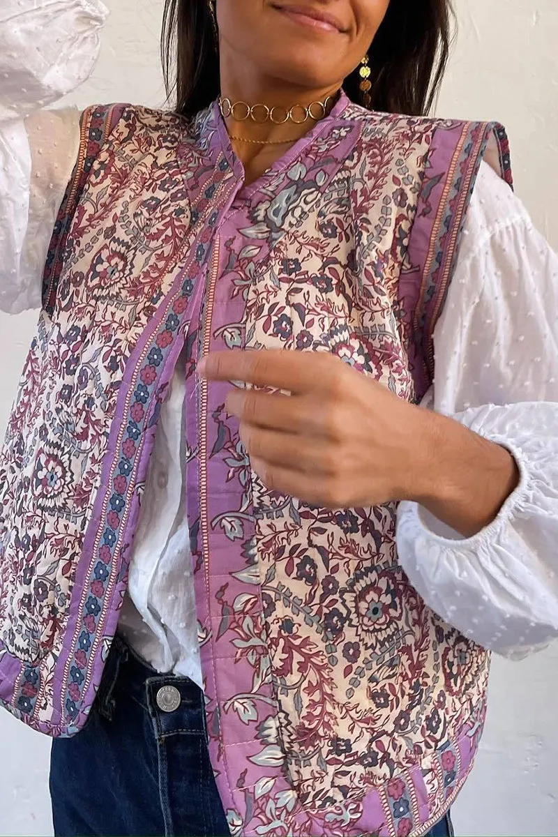 HCS1293 Floral Quilted Vest Outerwear