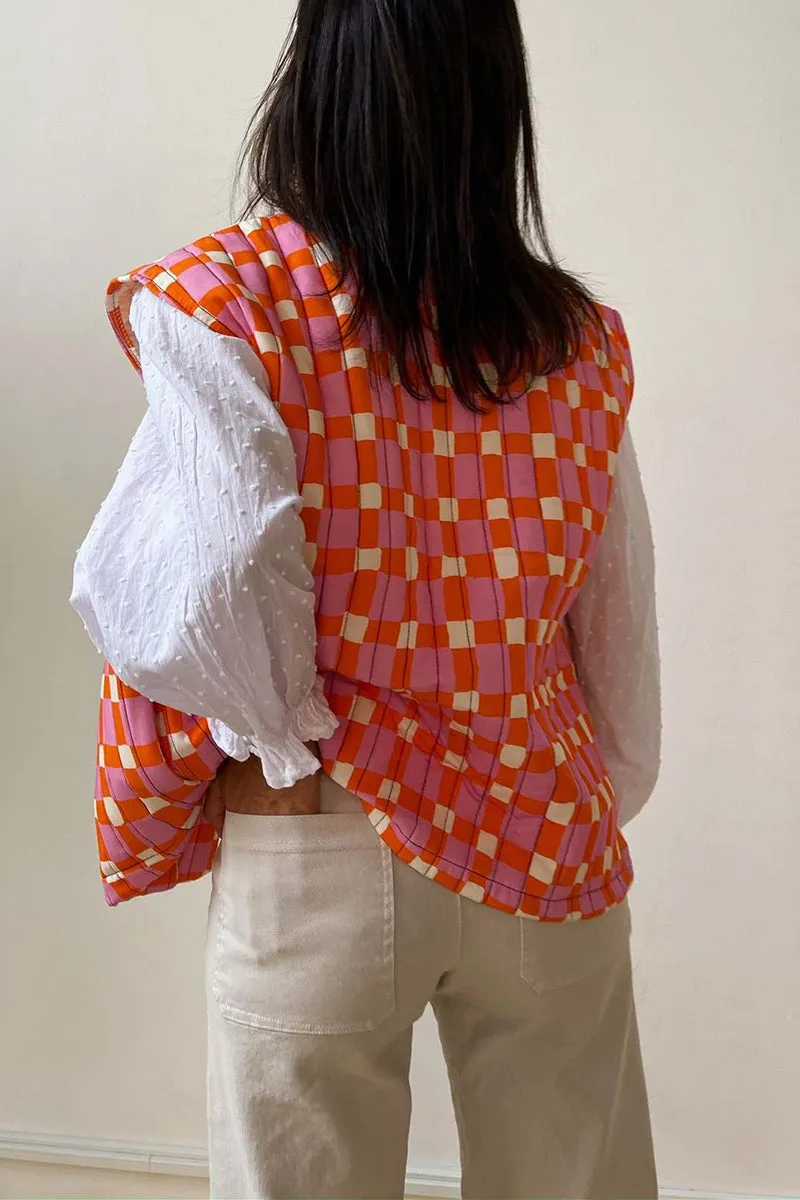 HCS1293 Floral Quilted Vest Outerwear