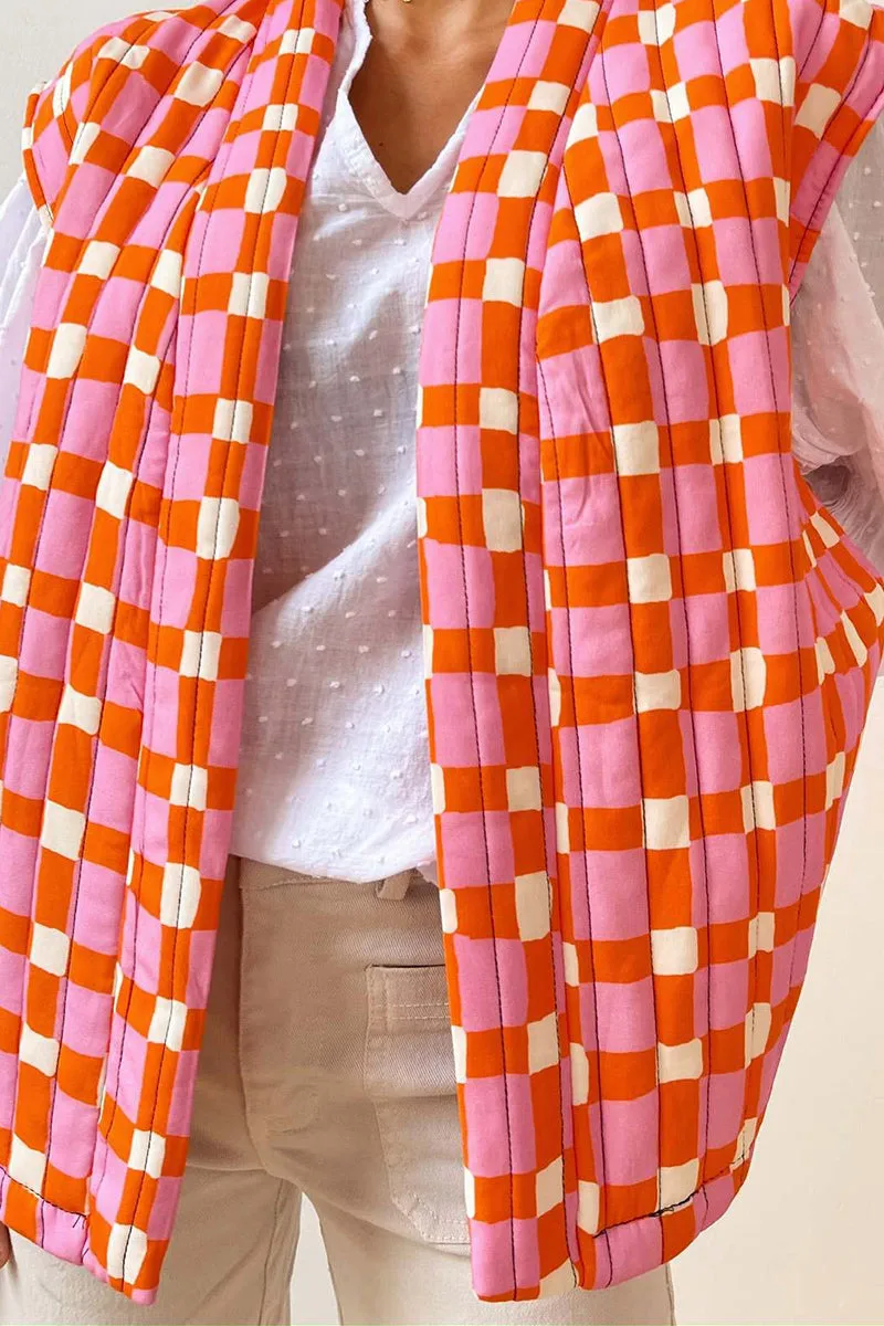 HCS1293 Floral Quilted Vest Outerwear