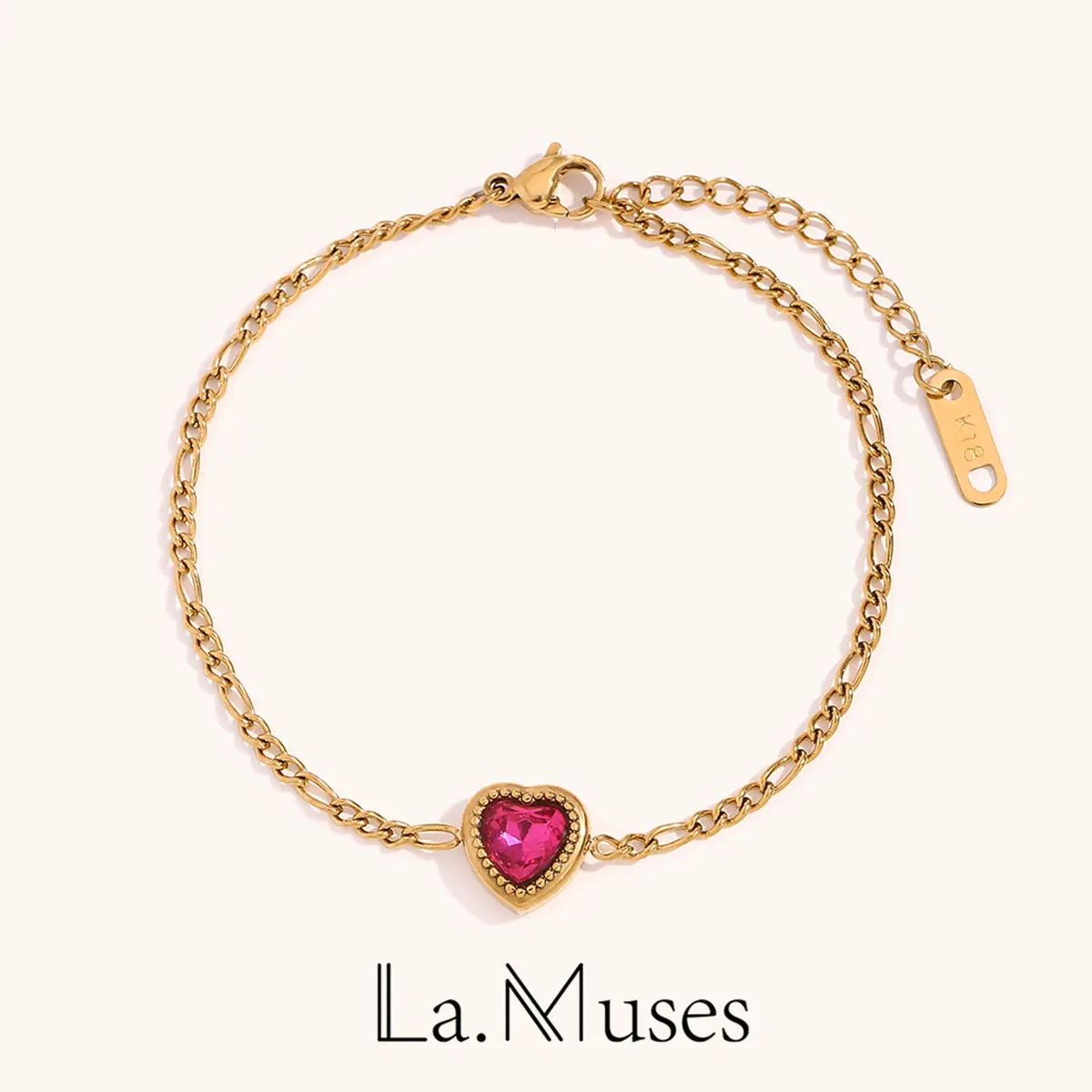 Heart-Shaped Zircon Stainless Steel Bracelet for Women