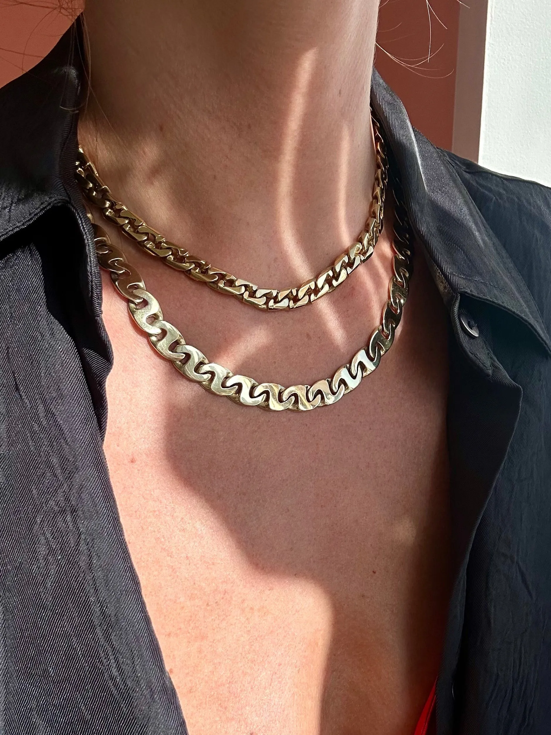 Heavy Link Chain Necklace, 14k