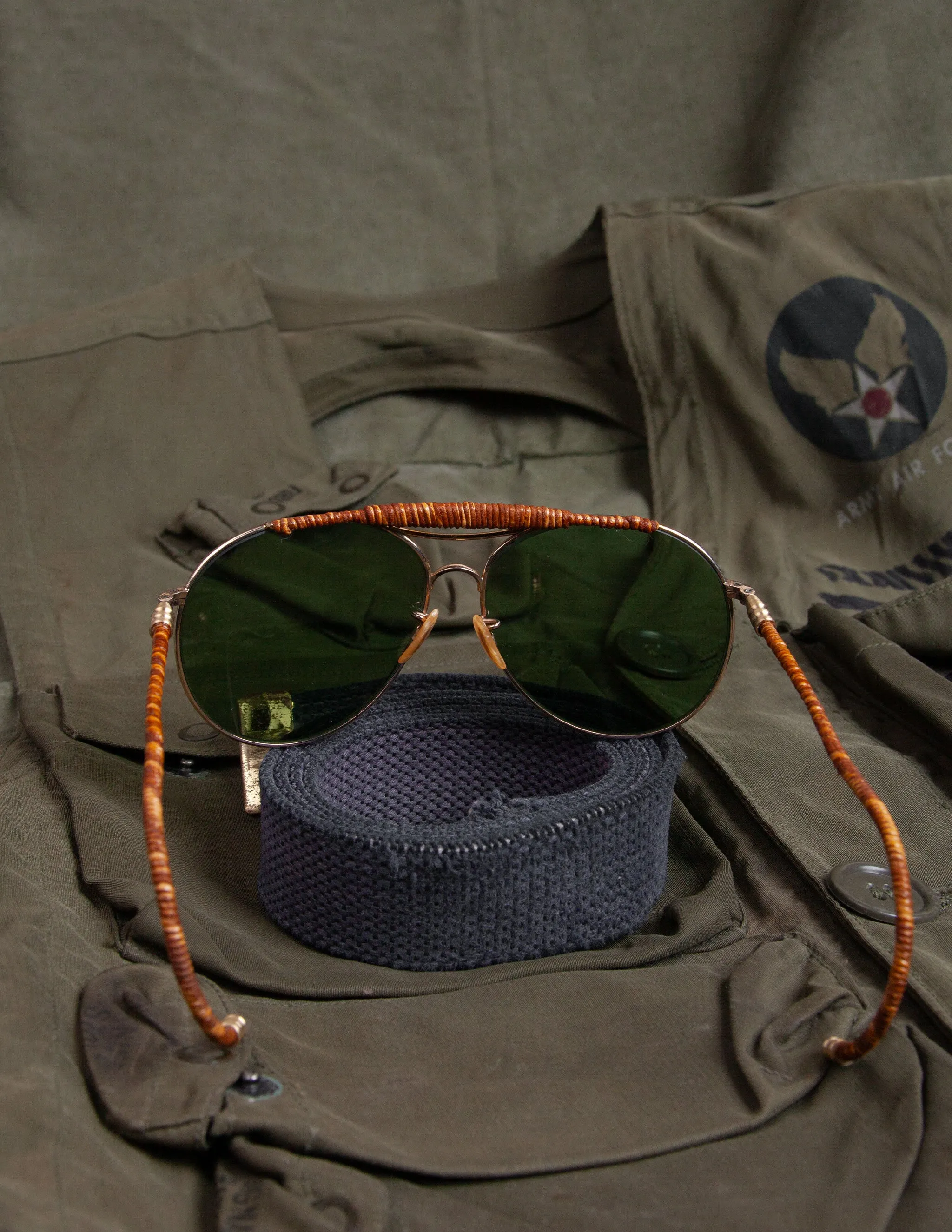 Helio Ascari Vintage WWII American Optical Aviators with Full Bridge Wrap