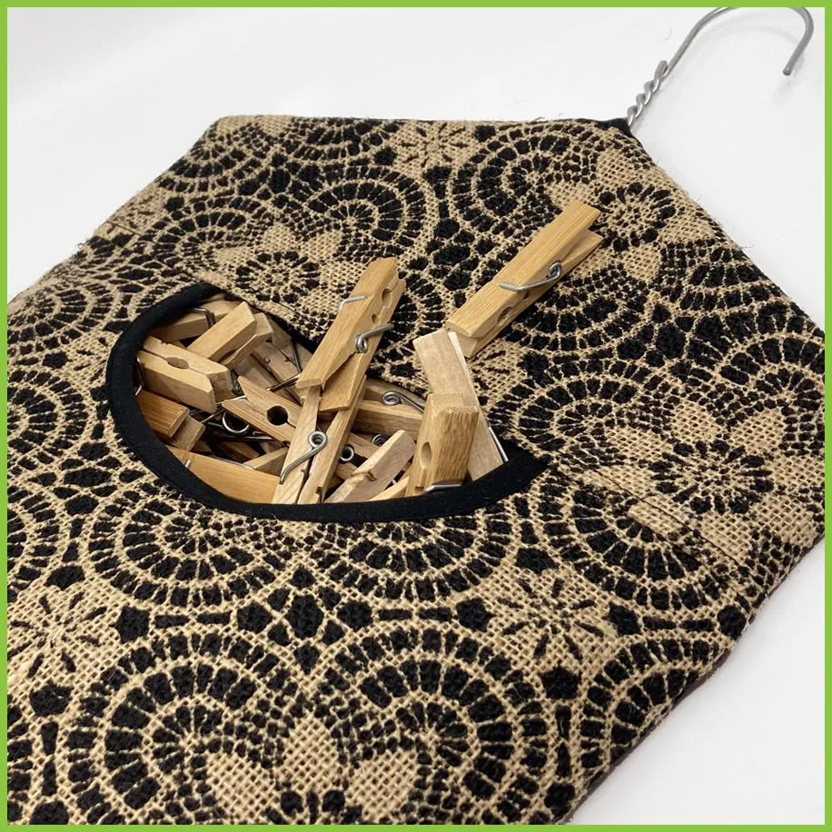 Hessian Peg Bag - Geo Floral