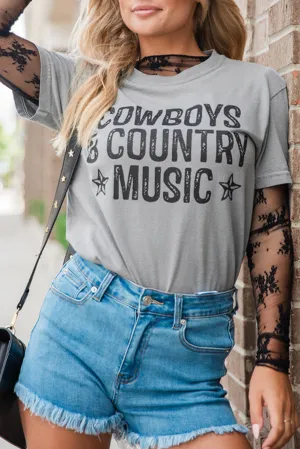 High Cowboys & Country Music Graphic Crew Neck T Shirt