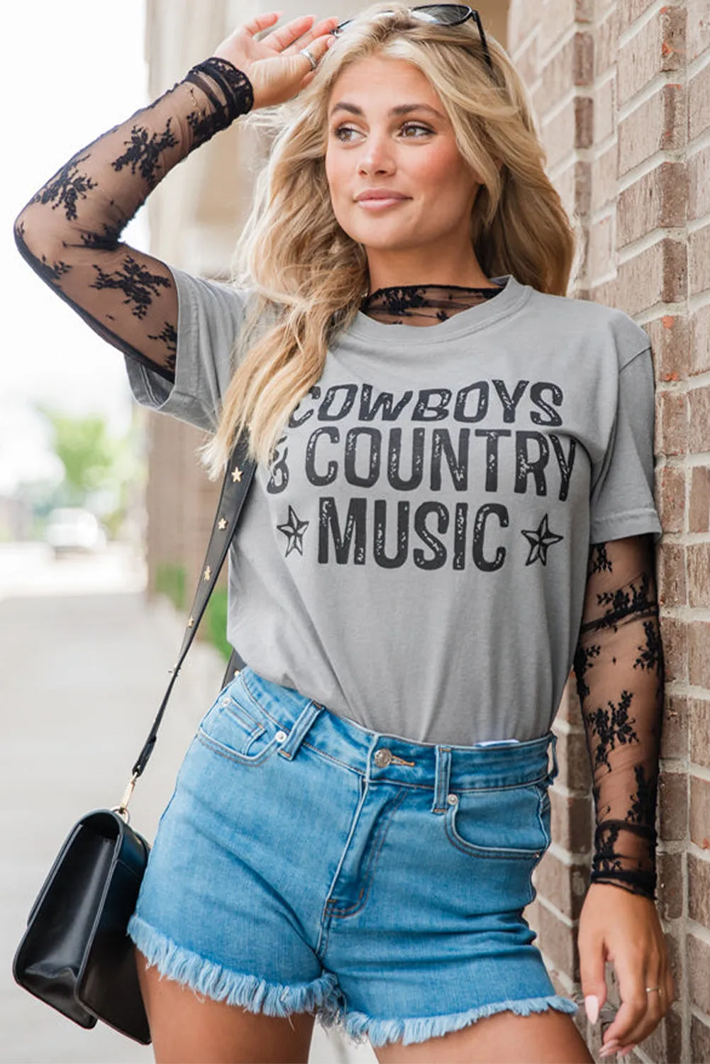 High Cowboys & Country Music Graphic Crew Neck T Shirt