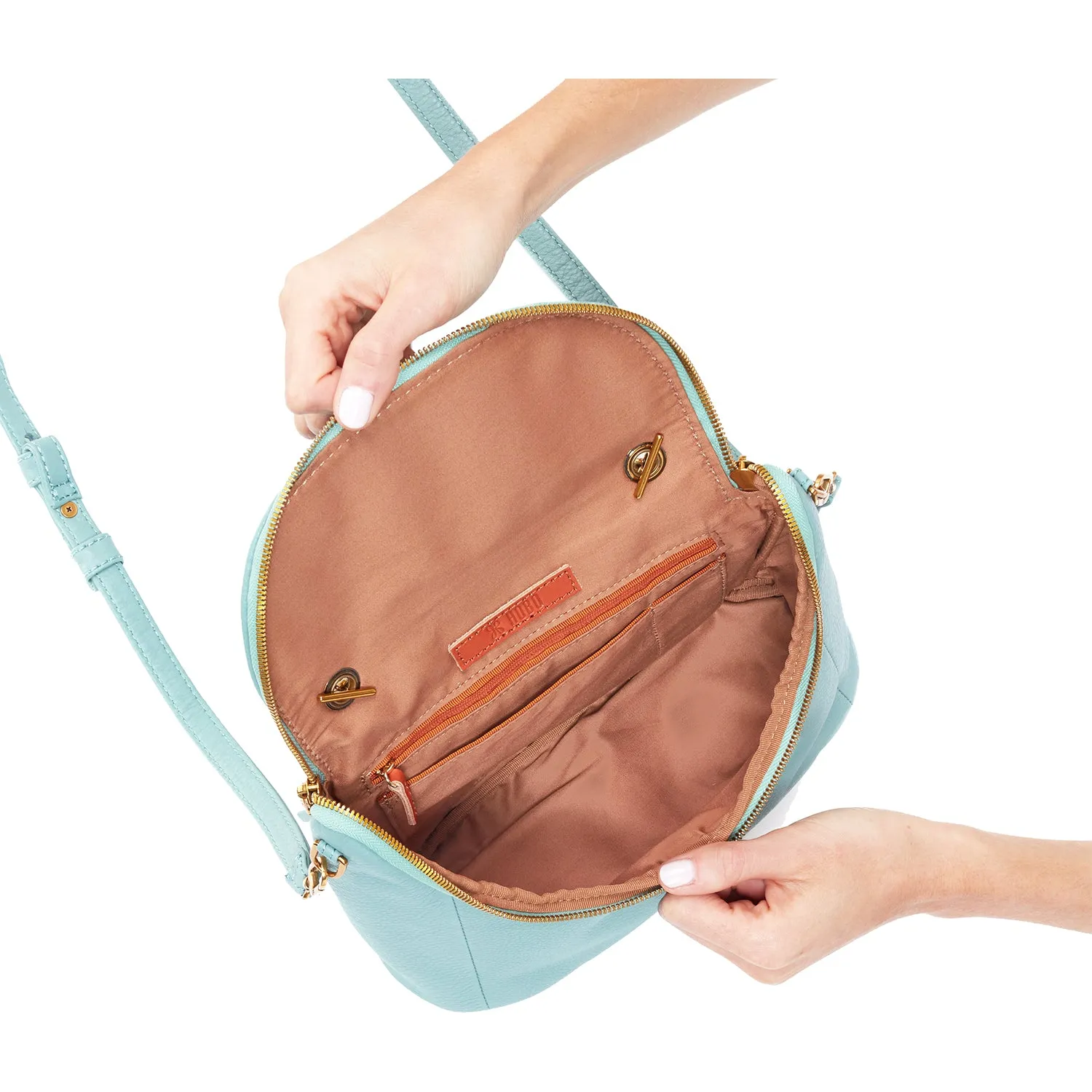 Hobo Fern Satchel Pale Green Pebbled Leather