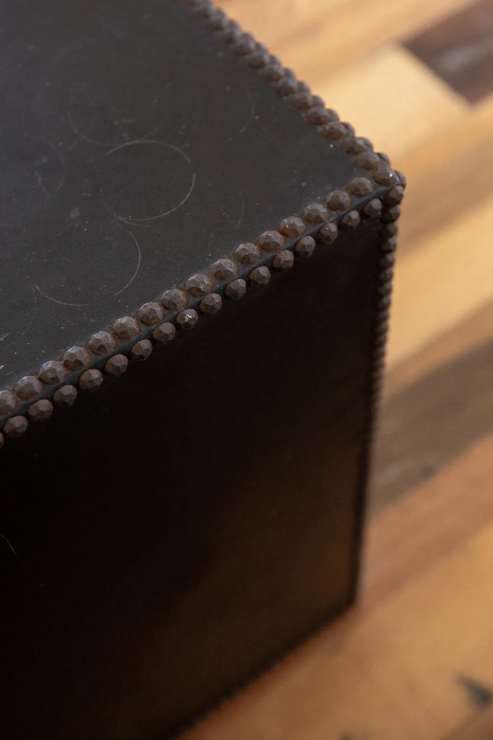 Hollywood Regency Style Black Leather Cube