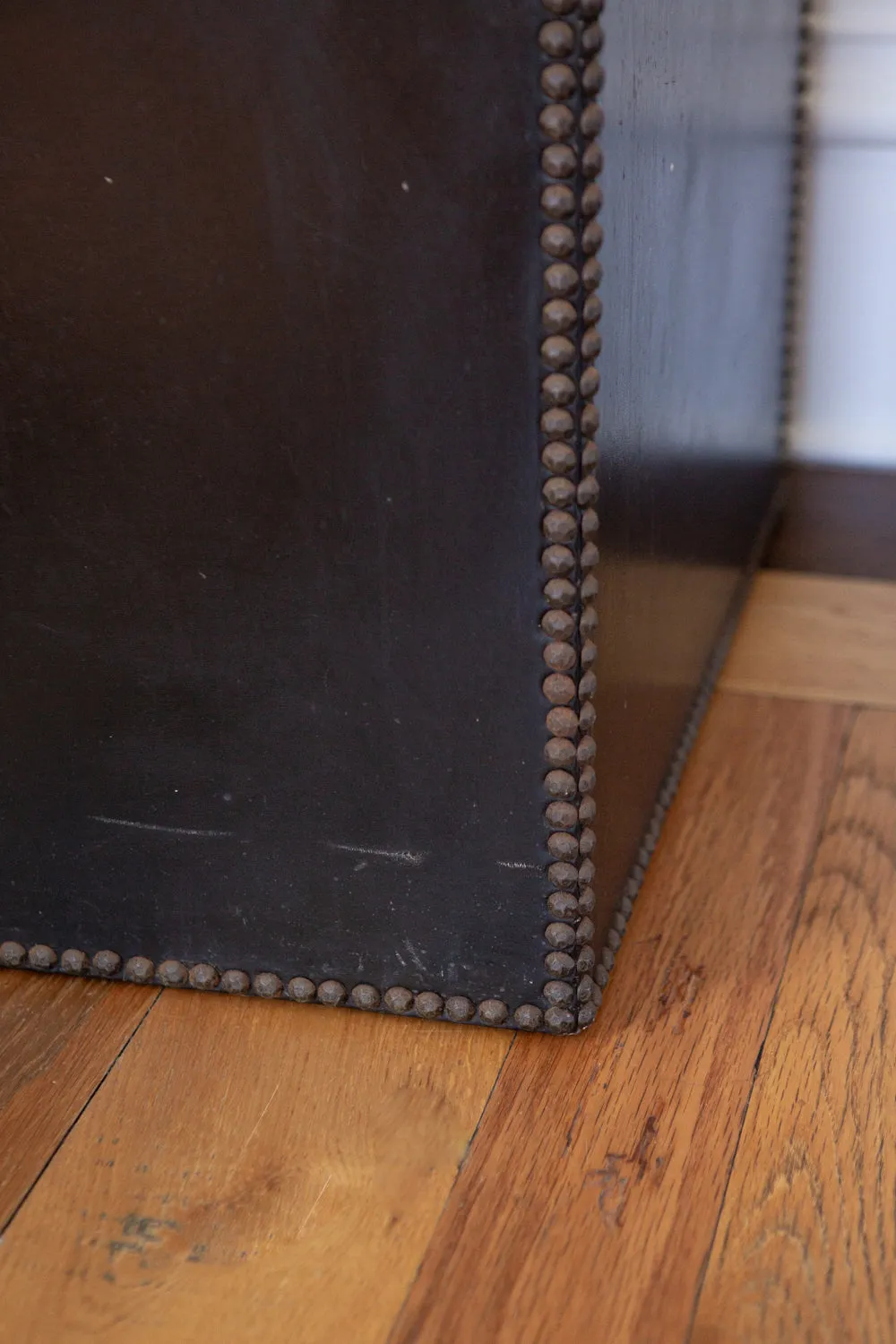 Hollywood Regency Style Black Leather Cube