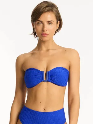 Honeycomb U Bar Bandeau Top in Cobalt