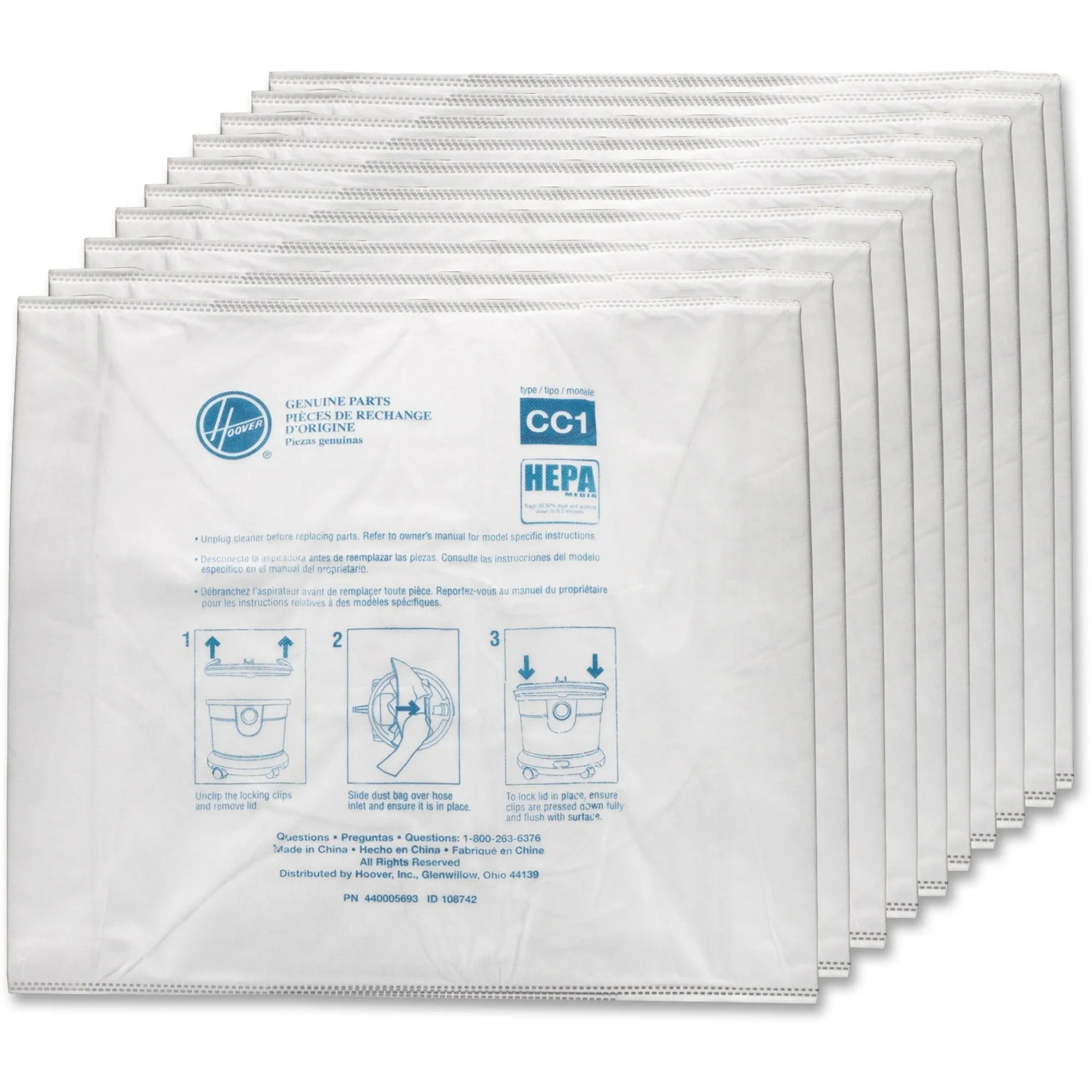 Hoover HushTone Vacuum Type-CC1 HEPA Bags
