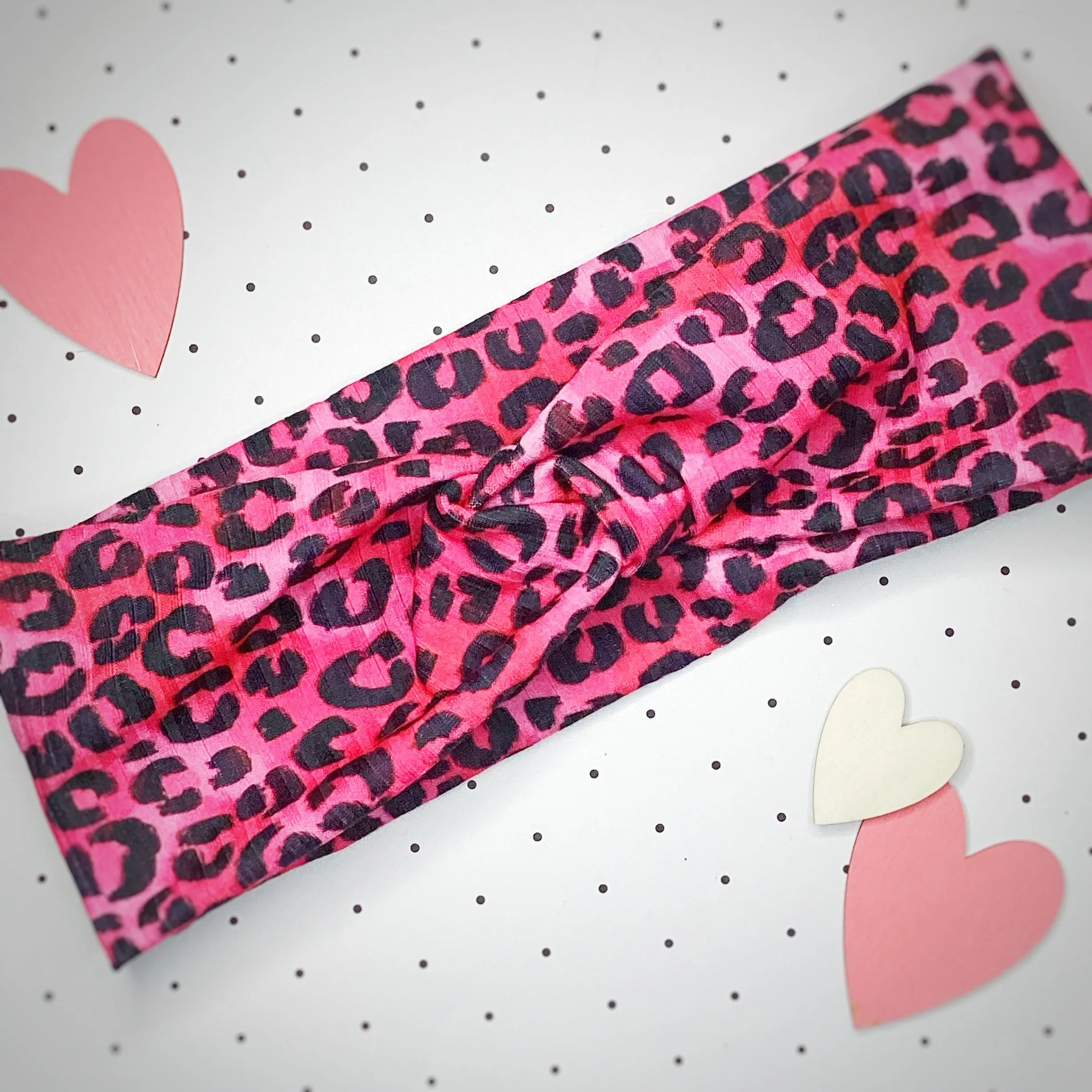 Hot Pink Leopard Bow Strip, Headband and Scrunchie Collection