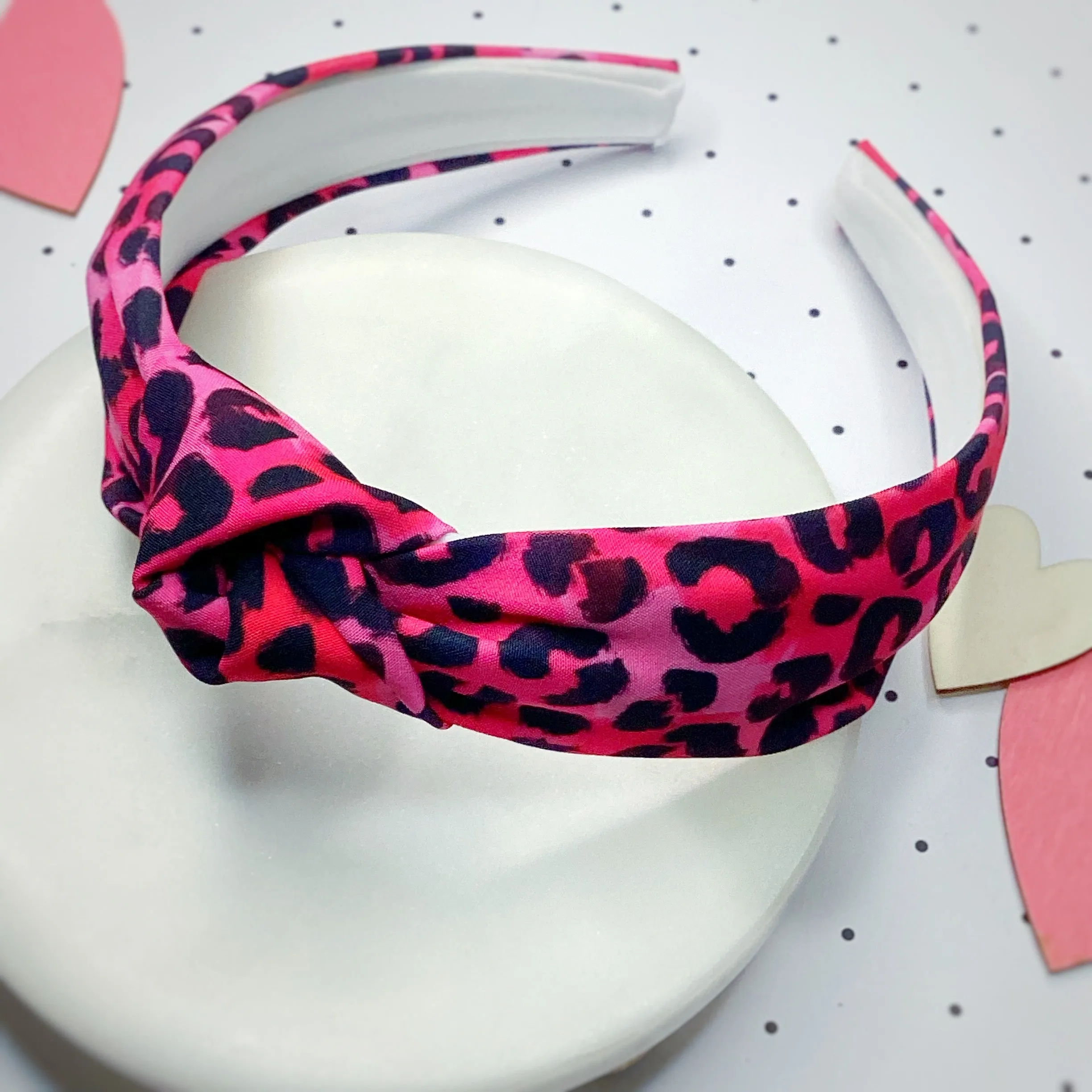 Hot Pink Leopard Bow Strip, Headband and Scrunchie Collection