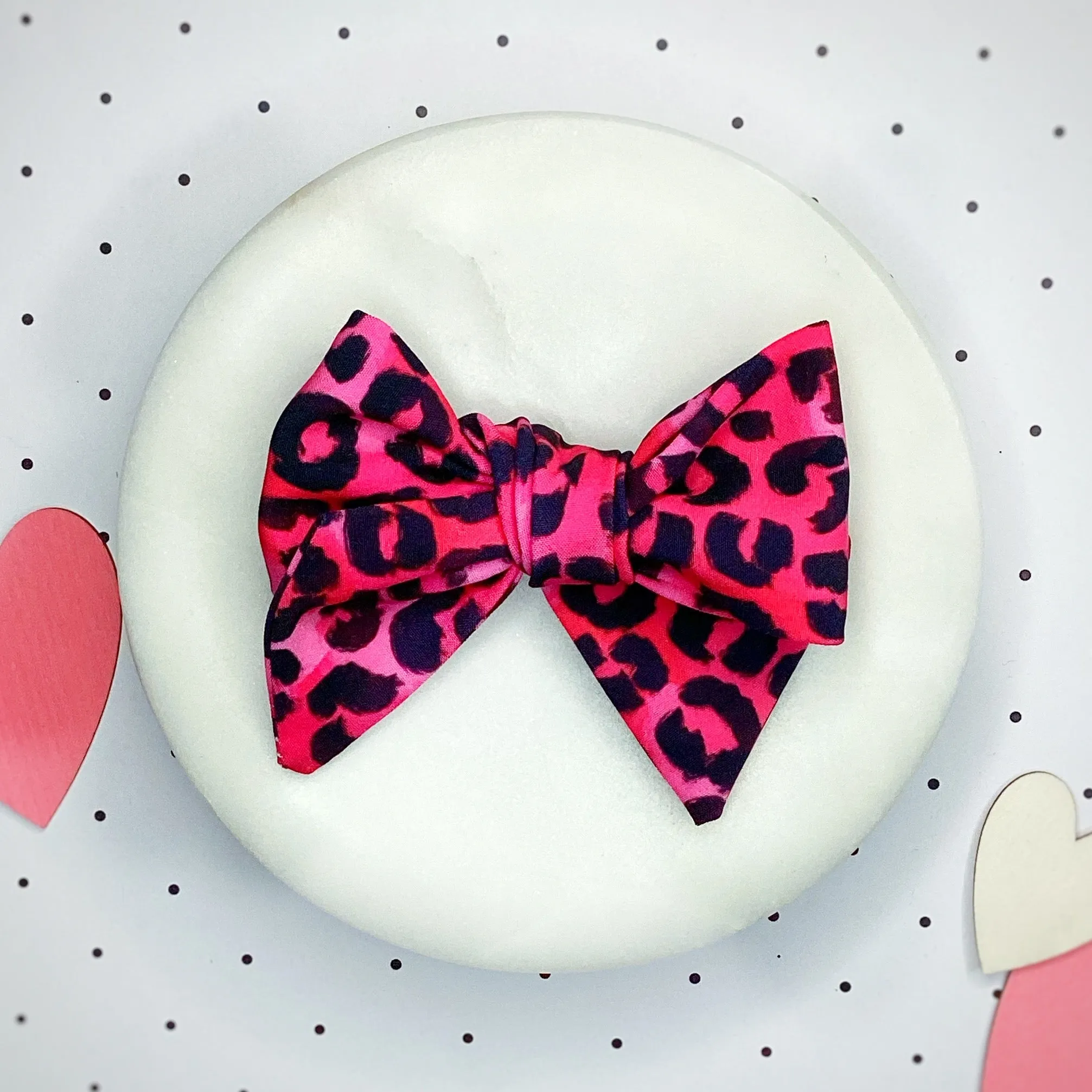 Hot Pink Leopard Bow Strip, Headband and Scrunchie Collection