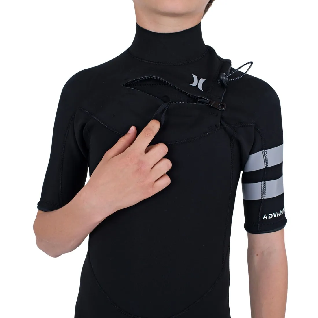Hurley Kids Advantage 2/2mm Chest Zip Short Sleeve Wetsuit - Black