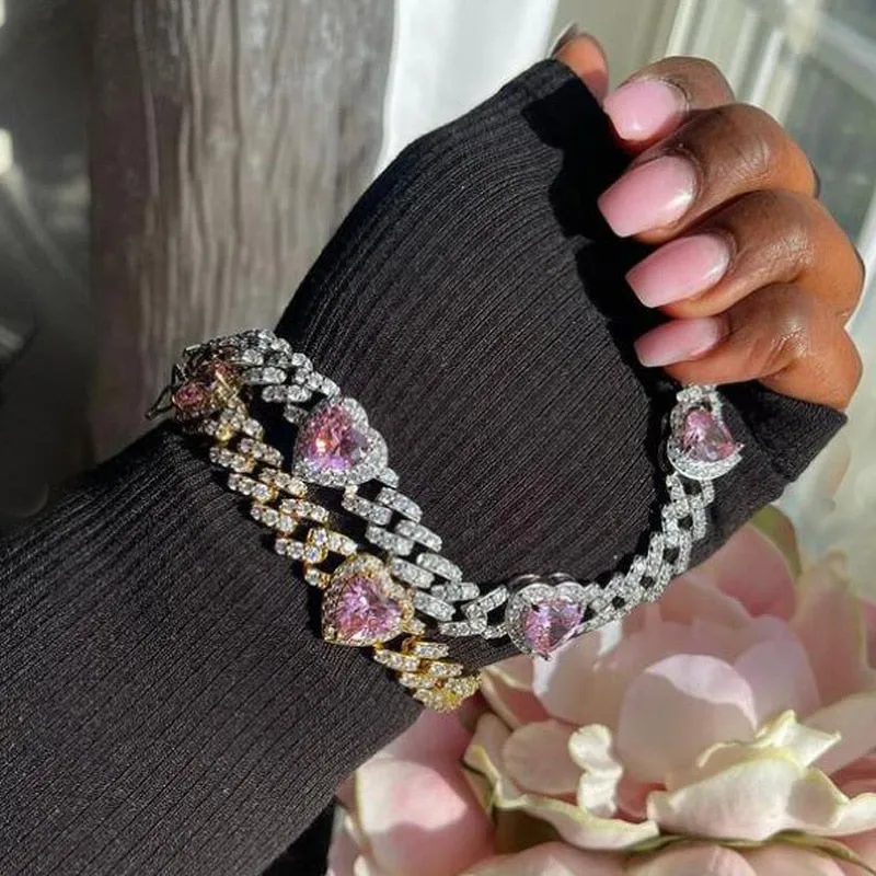 Iced Out Bling Cubic Zirconia Miami Cuban Link Chain  Bracelet