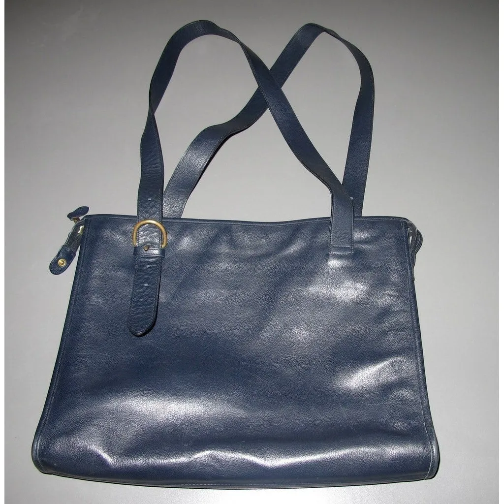 Il Bisonte 1980s Dark Blue Leather Briefcase GM