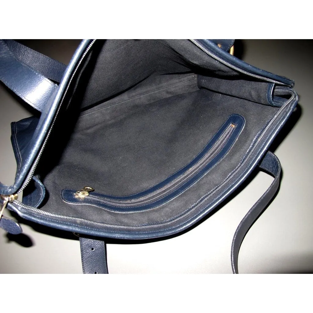 Il Bisonte 1980s Dark Blue Leather Briefcase GM