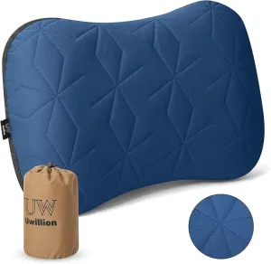 Inflatable Camping Pillow with Removable Cover - Ultralight Inflatable Pillow for Camping Lightweight, Ergonomic and Washable for Camping, Hiking, and Travel Blue