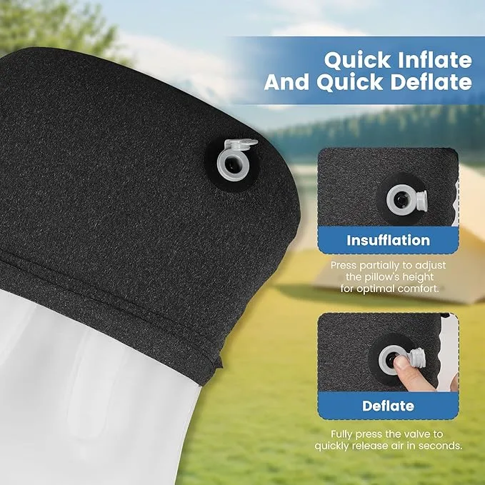 Inflatable Camping Pillow with Removable Cover - Ultralight Inflatable Pillow for Camping Lightweight, Ergonomic and Washable for Camping, Hiking, and Travel Blue