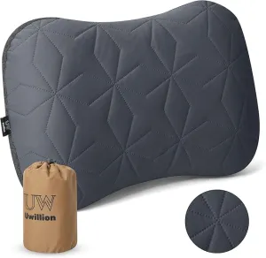 Inflatable Camping Pillow with Removable Cover - Ultralight Inflatable Pillow for Camping Lightweight, Ergonomic and Washable for Camping, Hiking, and Travel Gray