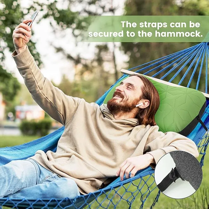 Inflatable Camping Pillow with Removable Cover - Ultralight Inflatable Pillow for Camping Lightweight, Ergonomic and Washable for Camping, Hiking, and Travel Green