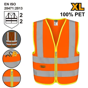 Ingco Reflection Vest (XL) Flourescent Orange Polyester Knitted Fabric RV82XL ING-HT