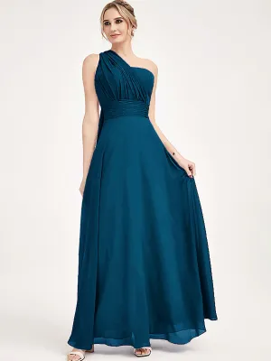 Ink Blue Convertible Chiffon Bridesmaid Dress Wrap Floor Length Gown