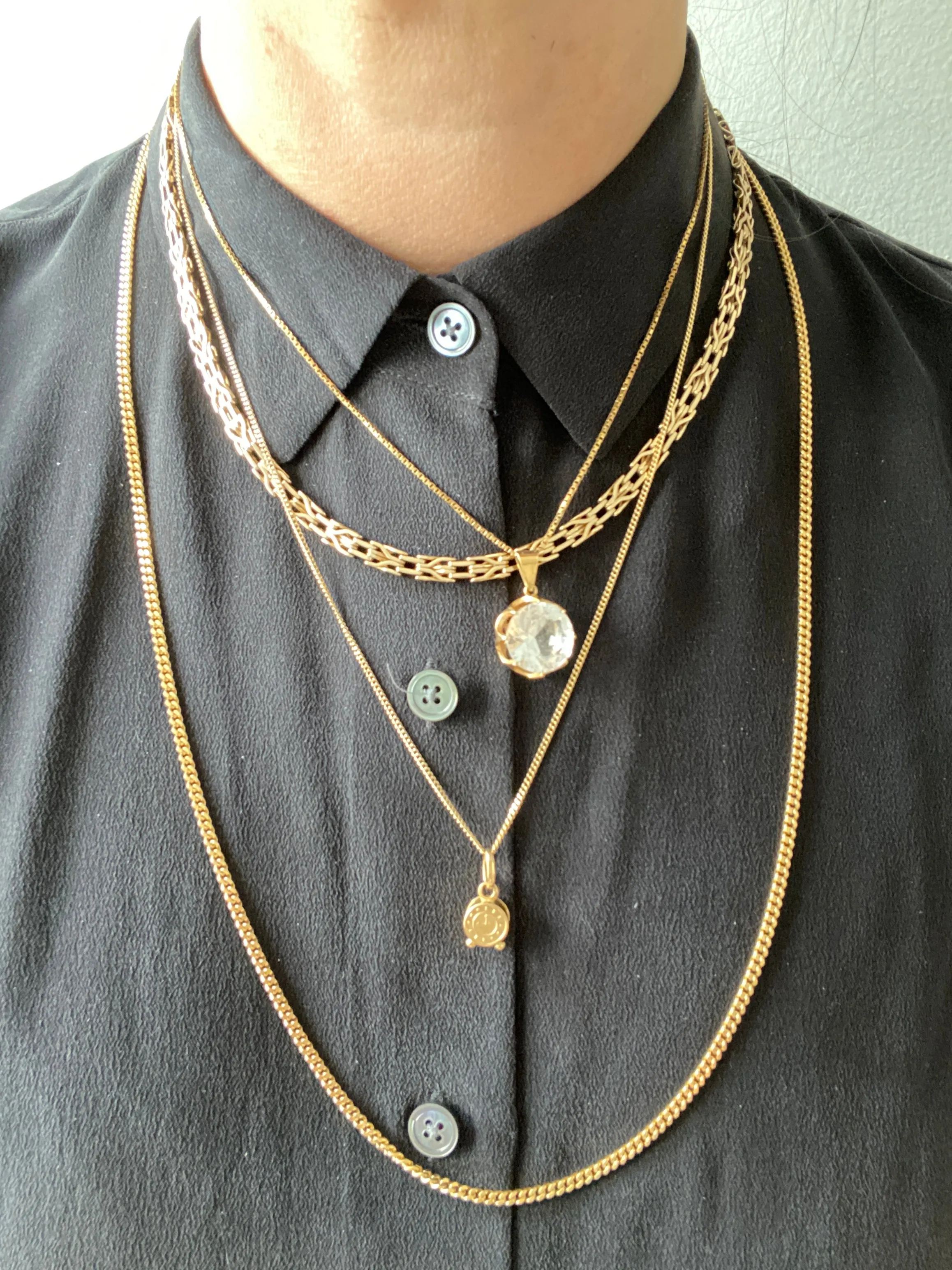 Italian vintage 18k gold curb link necklace by Balestra - 21 inch length