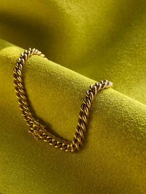 Italian vintage - Dense round curb link bracelet in 18k yellow gold - 7.25 inch length