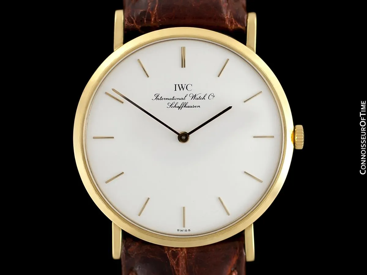 IWC Portofino Vintage Mens Thin Handwound Watch - 18K Gold