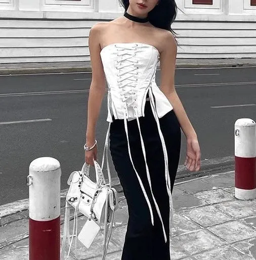 JazzHer Giovana Drawstring Strapless Top