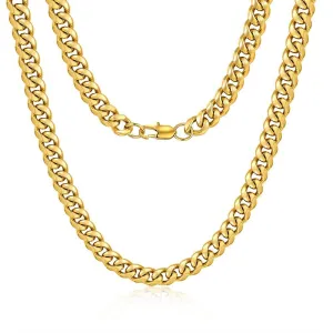 Jewlpire Diamond Cut Miami Mens Cuban Link Chain Necklace, Gold Chain | Silver Chain for Men Boys Women, Hip-Hop & Cool Style, 316L Stainless Steel/18K Gold Plated, 4/6/10mm, 18/20/22/24/26/30 Inch - Multiple Colors and Sizes