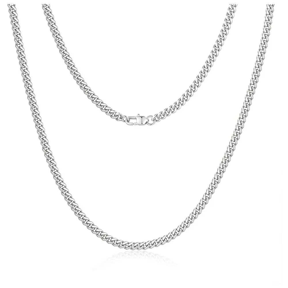 Jewlpire Diamond Cut Miami Mens Cuban Link Chain Necklace, Gold Chain | Silver Chain for Men Boys Women, Hip-Hop & Cool Style, 316L Stainless Steel/18K Gold Plated, 4/6/10mm, 18/20/22/24/26/30 Inch - Multiple Colors and Sizes