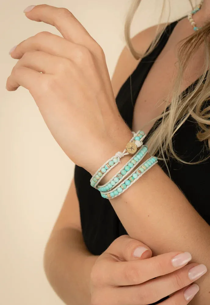 Joy Starfish Pendant Wrap Bracelet / Turquoise