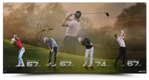 Justin Thomas Autographed PGA "Return To The Top" 36" x 18" Photo UDA