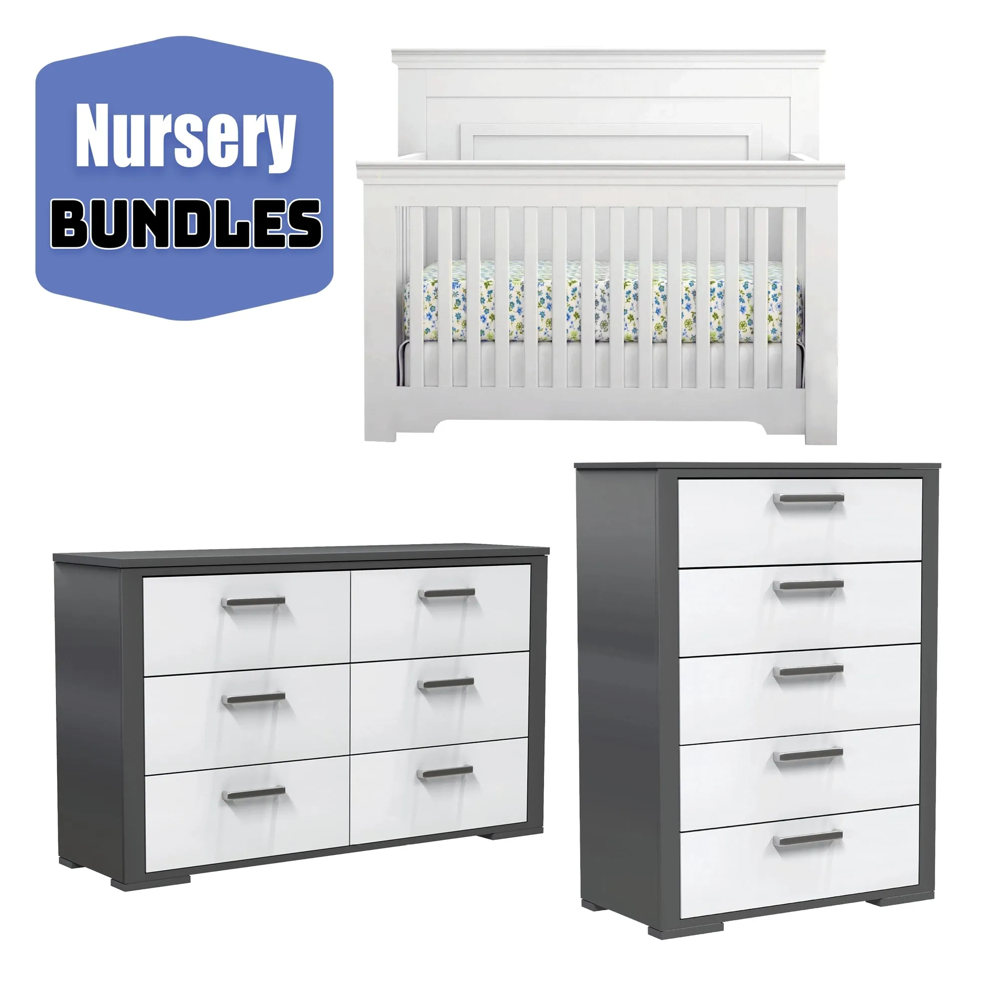 Karlstad trio collection - convertible crib, nursery room furniture