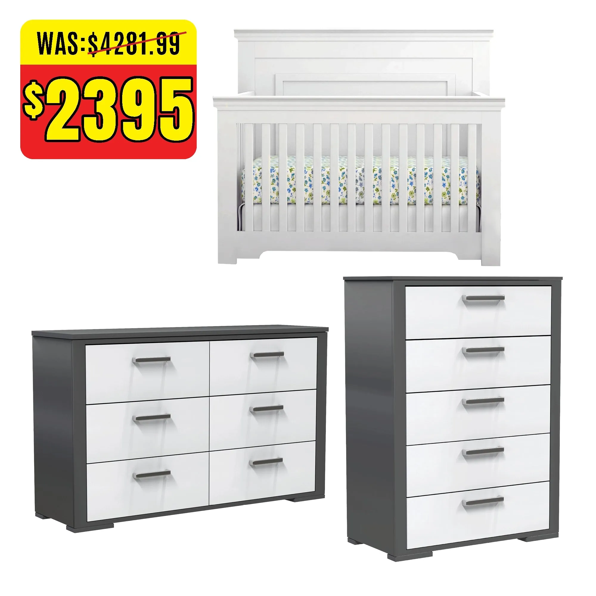 Karlstad trio collection - convertible crib, nursery room furniture