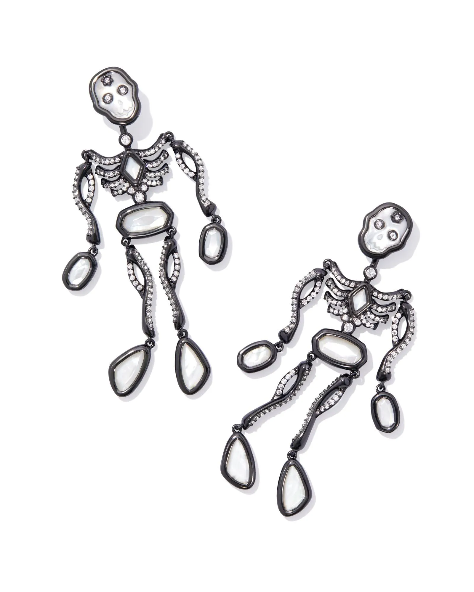 Kendra Scott Skeleton Statement Earrings - Gunmetal Ivory Mother of Pearl