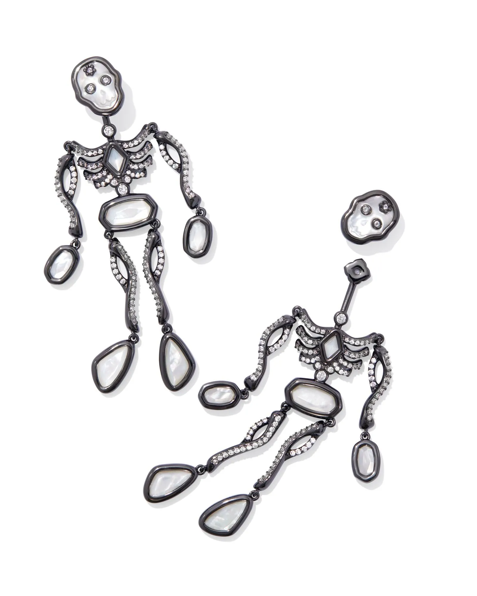 Kendra Scott Skeleton Statement Earrings - Gunmetal Ivory Mother of Pearl