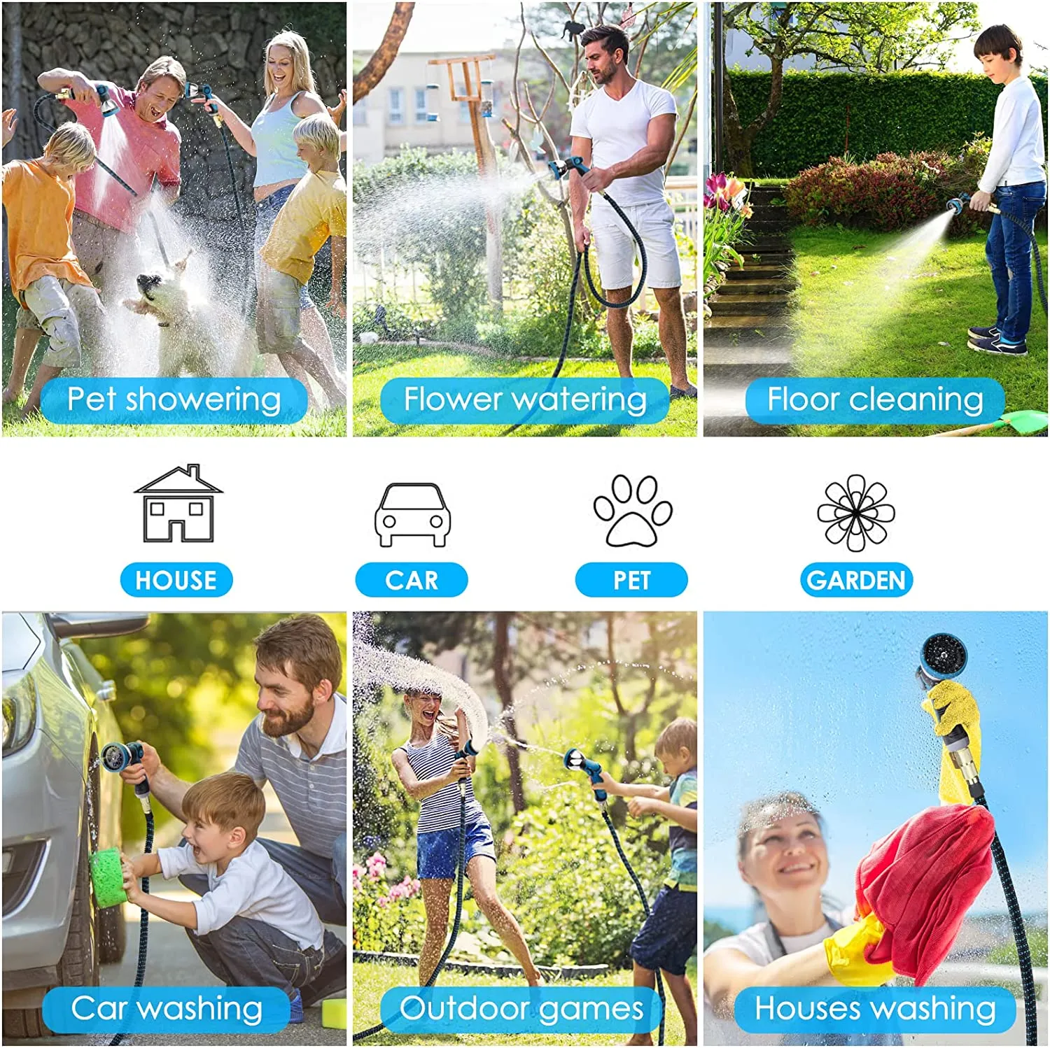 KETTOYA 100FT Expandable Garden Hose, Flexible Water Hose with 10-Pattern Spray Nozzle, Leak-proof Retractable Heavy Duty, 4-layer Latex Core, Durable 3750D, 3/4 Solid Brass Alloy Connector, Kink-Free