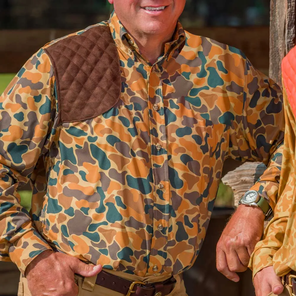 Kevin's Brown Vintage Camo Performance Right Hand Long Sleeve Shooting Shirt