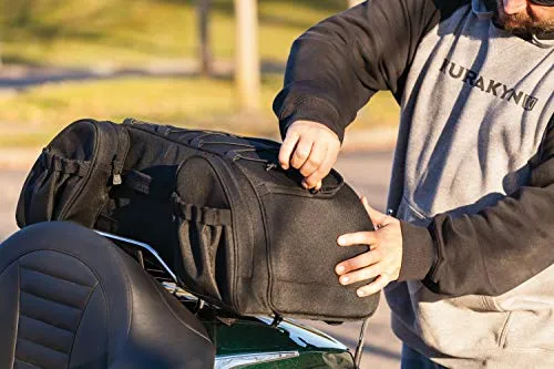 Kuryakyn 5281 Momentum Hitchhiker Motorcycle Travel Luggage: Weather Resistant Trunk Rack Bag, Black