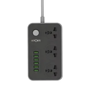 LA' FORTE Extension Board with 6 USB and 3 AC Outlets Power strip (1.65 mtr Long Wire)