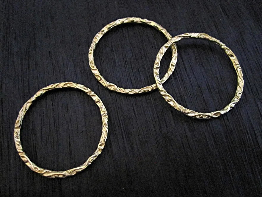 Large Gold Bronze Detailed Designer Jewelry Link Connector and Charm Holder (N)